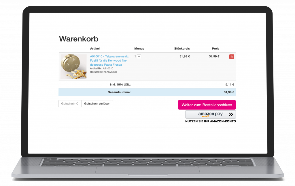 Warenkorb mit A/B-Test Bestellbutton