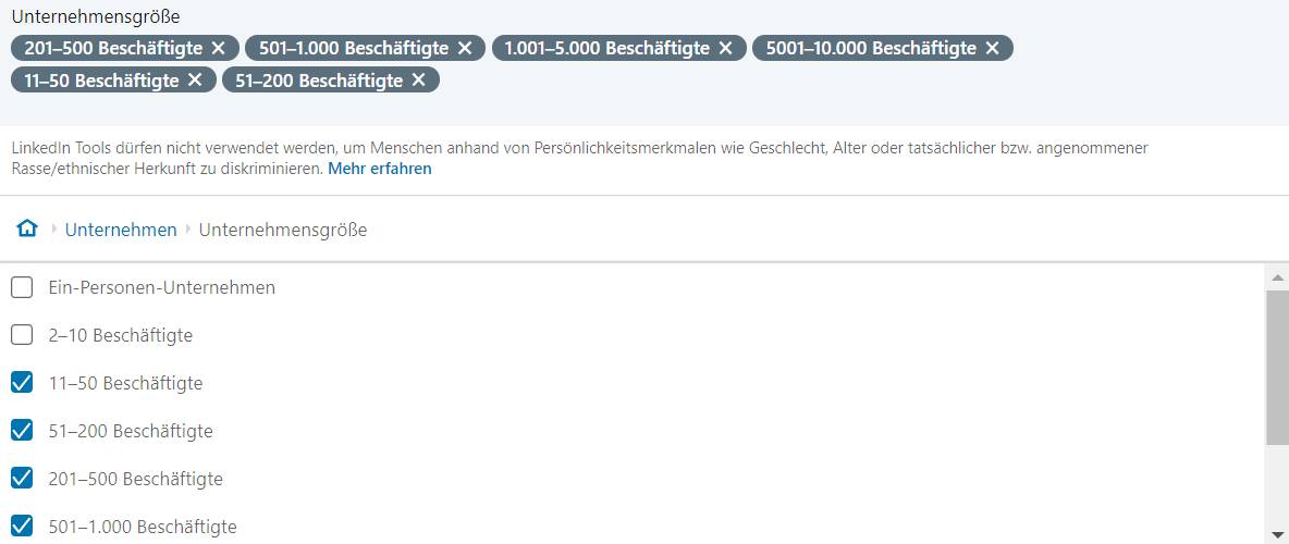 Mehr Kunden erreichen für den langfristigen Erfolg | LinkedIn Targetierung nach Unternehmensgröße