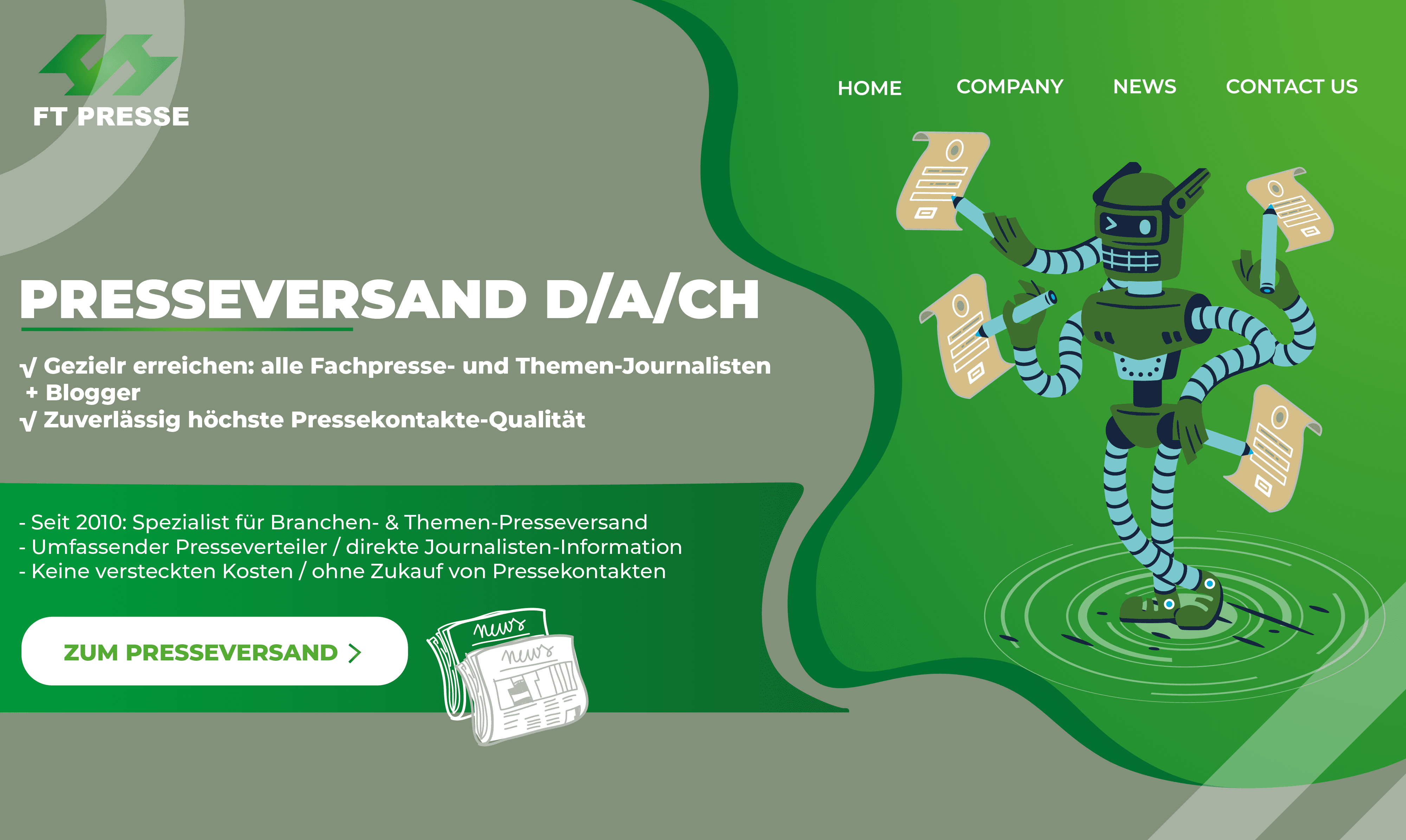 Presseverteiler für Webseiten