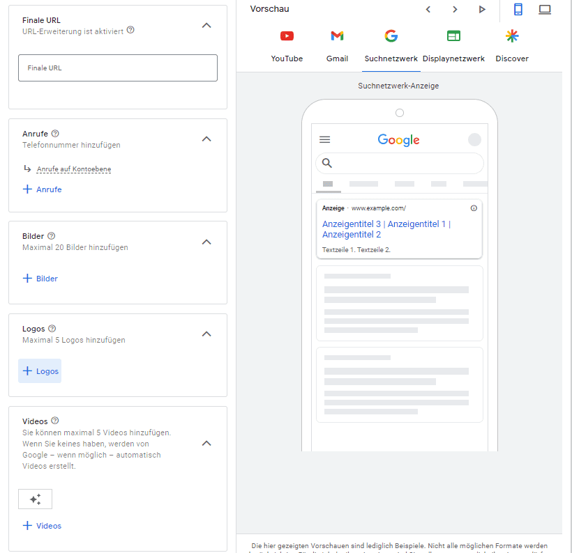 Einrichtung einer Google Performance Max Ad im Google Ads Manager